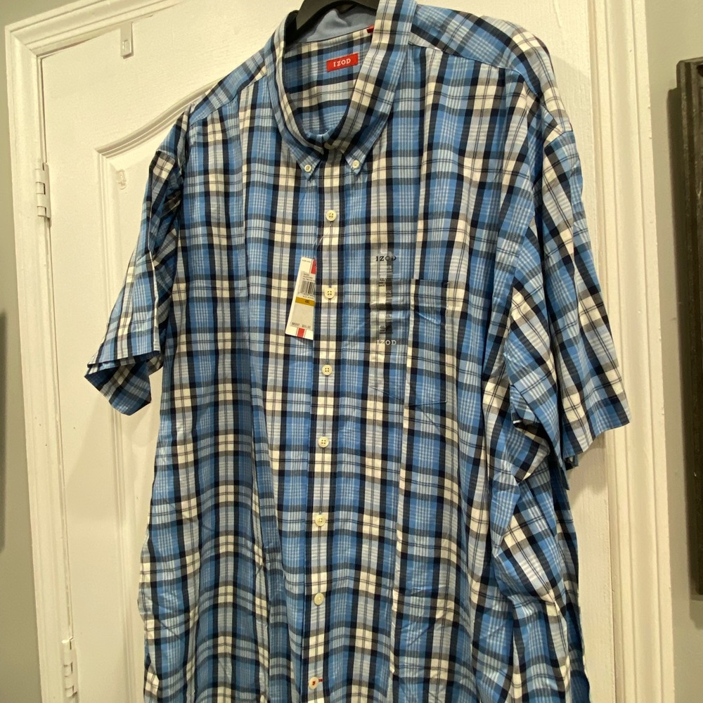 Lot of (4)Big/tall Mens plaid shirts size 4x. (Izod , Foundry, George, Editions)